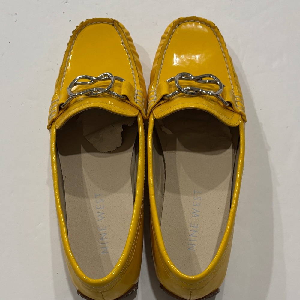 Nine West Yellow Patent Moccasins size 5M